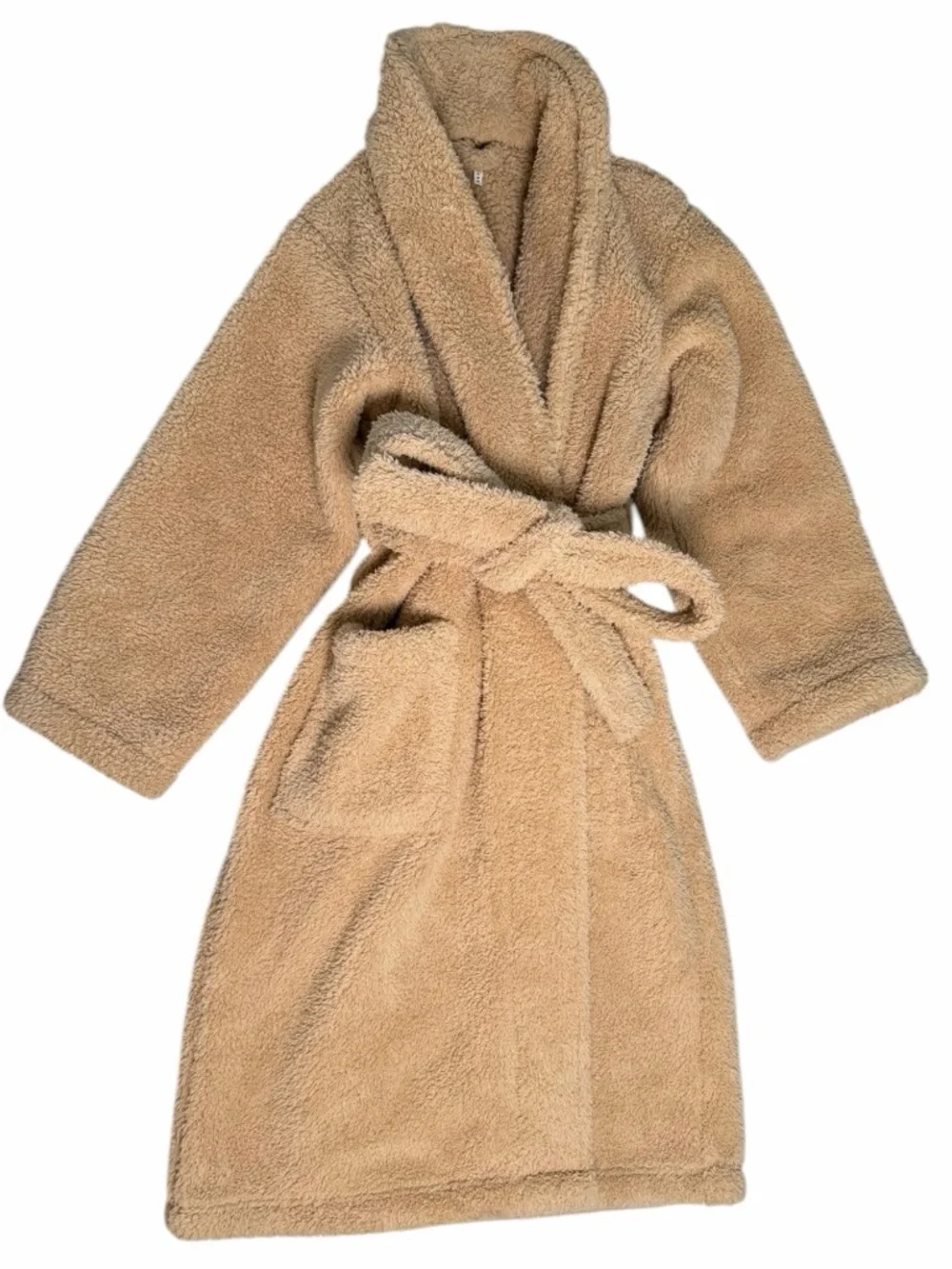 Pottery Barn Plush Cozy Comfort Robe in Beige/Camel- S